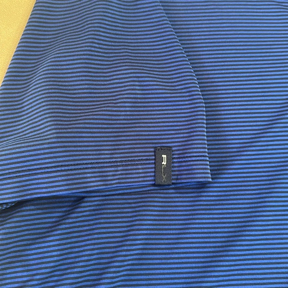 Ralph Lauren Blue black striped hi low Polo Shirt